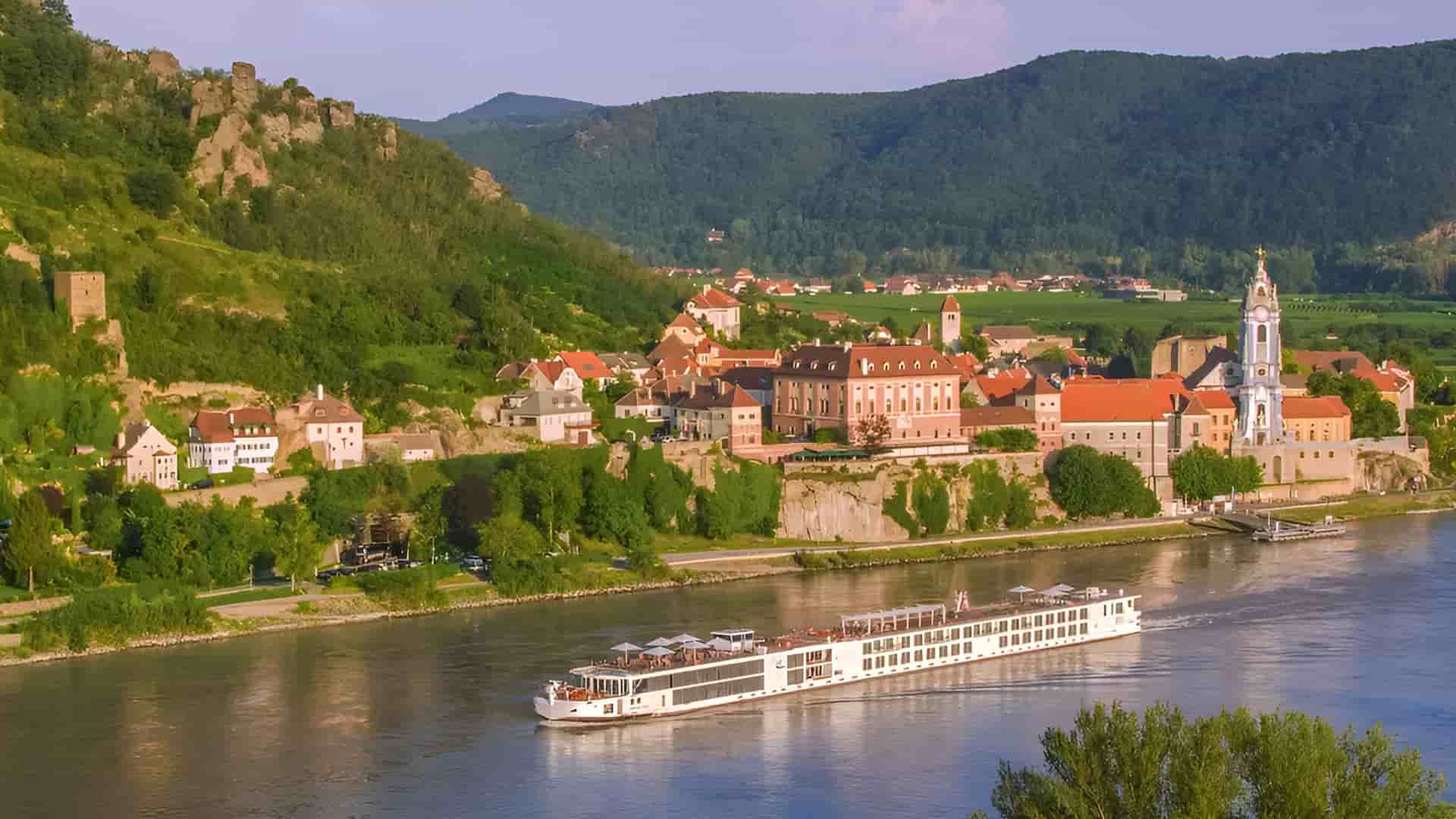 Viking Rota sailing a European river.