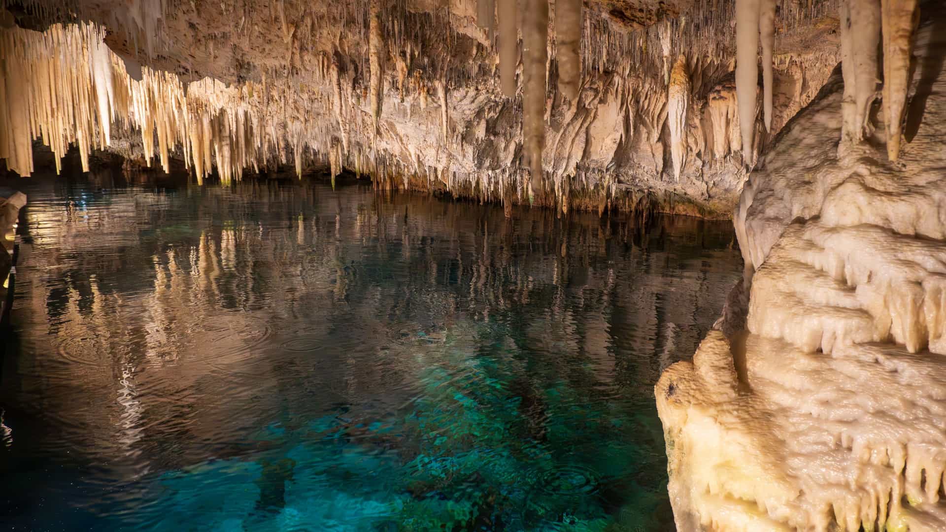 Water in a limestone cave located in Crystal Cave, Bermuda.