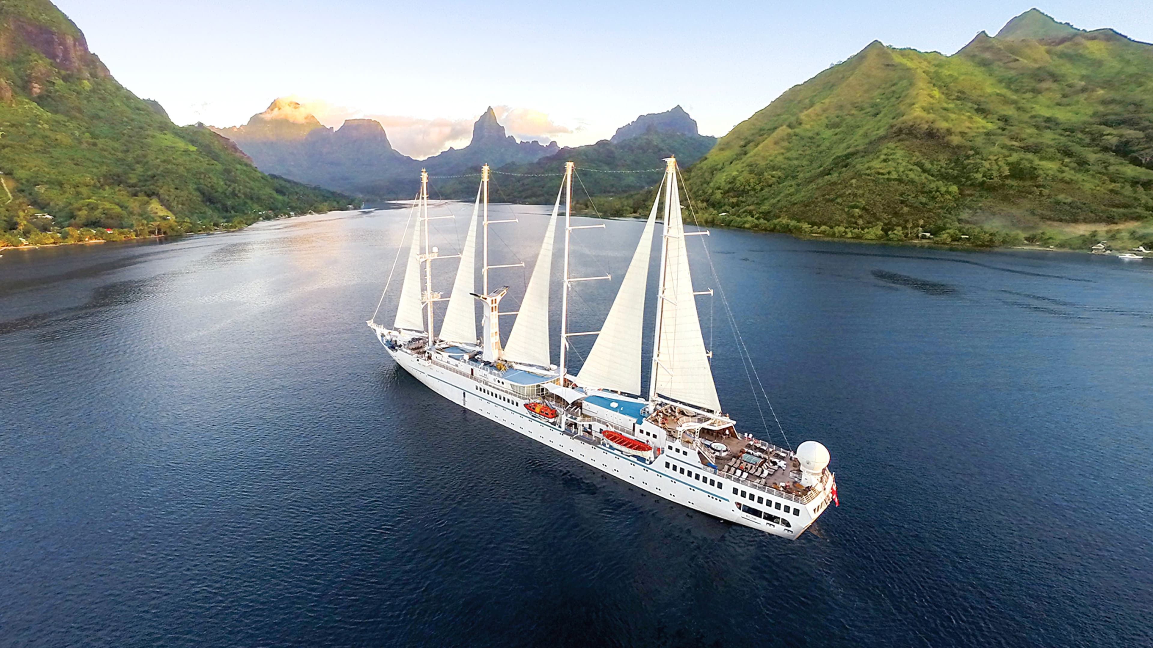 Windstar's Wind Spirit sailing yacht in Tahiti.