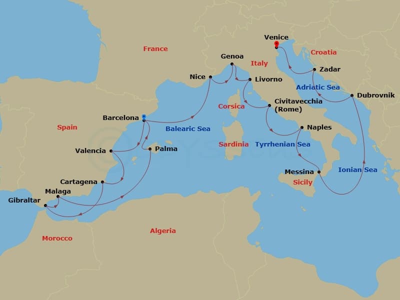 Cruise Itinerary Map