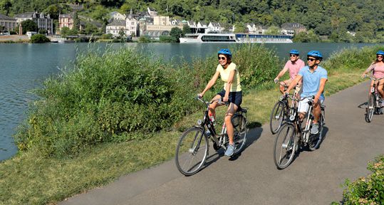 People biking along the Rhine